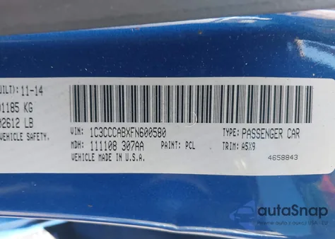 2015 Chrysler 200 Limited z USA, uszkodzony, nr VIN 1C3CCCABXFN600580